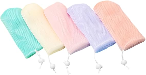 Pack of 5 Soap Bags Made of Foam Mesh, Soap Bags for Shower Soap Pieces, Portable Soap Bag, Mesh Soap Bag, Exfoliating Soap Bag, Mesh Soap Bag, Mesh Soap Bag