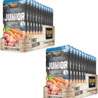 Belcando Finest Selection Junior Chicken with Carrot | Double Pack | 2 x 12 x 125 g | Wet Food for Dogs | For Sensitive or Picky Young Dogs | Cold Salmon Oil