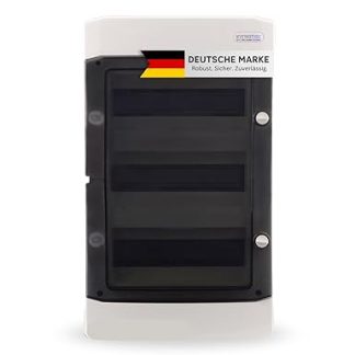 Intratec Surface-Mounted Distribution Box 3 Rows - IP65 Fuse Box for 36 Modules - Wet Room Distributor for Garden, Basement, Garage & Outdoor Use - 400VAC 1500VDC Small Distributor, 319 x 508 x 144 mm