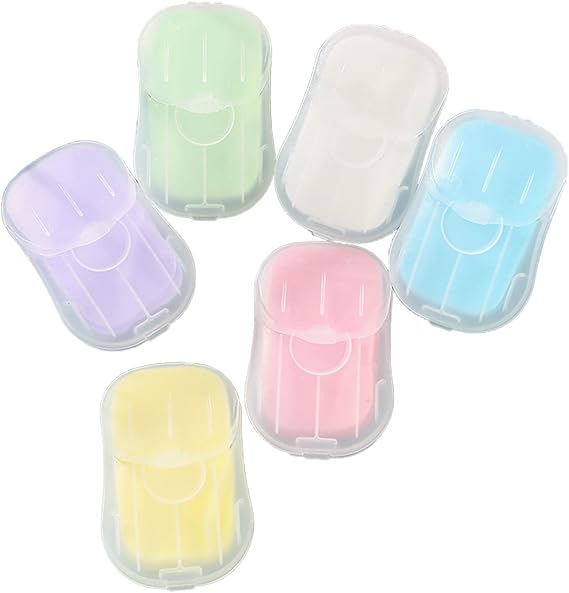 Pack of 50 Disposable Hand Soap Paper, Portable Soluble Soap Paper Sheets, Mini Hand Wash Soap Sheets for Outdoor, Wash Mand Bath, Toiletries
