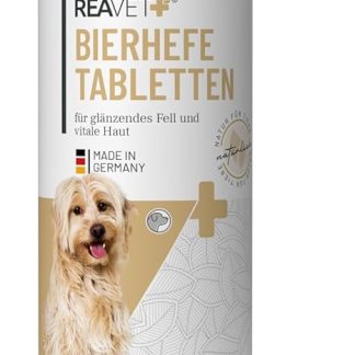 ReaVET Brewer's Yeast Tablets for Dogs Pack of 500 - Natural Premium Quality for Shiny Strong Coat + Vital Skin with Biotin & Vitamin B I Brewer's Yeast Powder Tabs for Dogs Without Additives