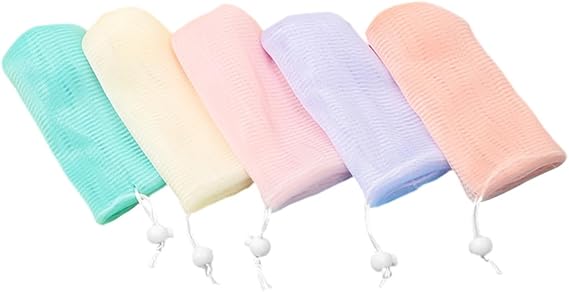 CALLARON Pack of 5 Soap Foam Net Foaming Net Soap Bag Exfoliating Soap Bag Mesh Soap Bag Travel Soap Holder Bathroom Soap Net Bag for Soap Bars Soap Bag Mesh Sport