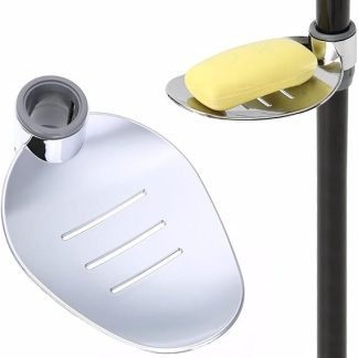 Large Soap Dish Holder Compatible with 25mm Shower Hose Adjustable Height Quick Drain Design Chrome Finish