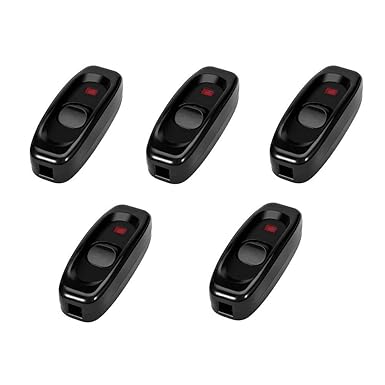 Nikou 5-Pack Inline Cable Switch Device Switch AC 250V 10A Inline ON/Off Table Lamp Desk Lamp Cable Switch with LED Indicator Light (Color : Black)