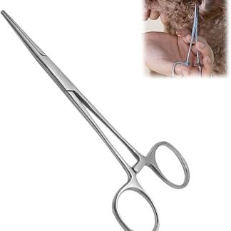 Tweezers for ear hair for pets, artery clamp, stainless steel tweezers, curved dog scissors, stainless steel pet tongs, hemostatic, for removing pet hair, ear cleaning for pets, 12.5 cm