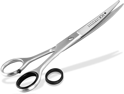 Curved Dog Hair Scissors with Micro Teeth