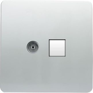 Trendi Artistic Modern Glossy Tactile TV Coaxial Cable + Telephone Socket Silver Art-tlp + TVSI