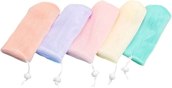 Pack of 5 Soap Bags with Foaming Mesh Soap Bag for Soap Portable Soap Bag Soap Foam Net Soap Storage Bag Soap Exfoliating Bag