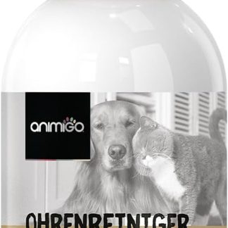 animigo Ear Cleaner for Dogs and Cats - 250 ml Ear Drops - Tea Tree Oil, Lavender Oil, Salicylic Acid, Witch Hazel Extract & Aloe Vera - For Ear Care - Dog and Cat