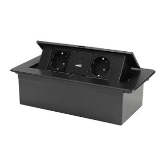 Built-in Socket Table Top Hidden Socket 2 250 V 16 A Sockets + 1 USB + 1 Type C Multiple Socket Pop Up Socket Floor Socket (Black)