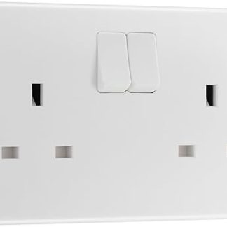 British General 822-01 2 Gang Single Pole 13A Round Edge Switched Socket White