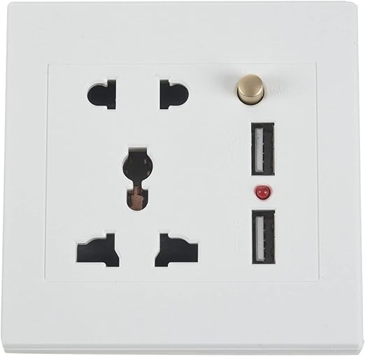Wresetly 2.1A Double USB Wall Charger Socket Adapter Universal Power Strip with Switch