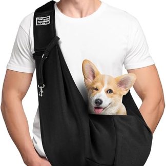 Adiwo Dog Carrier Puppy Reversible Transport Bag for Dogs and Other Pets up to 7.5 kg Sling Dog Adjustable Secure Carry Strap for Small Dogs for Outdoor Walks Black