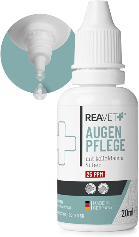 ReaVET Special Eye Drops for Dogs and Cats, 20 ml, for Irritated Eyes and Tear Spots, Eye Care with Colloidal Silver