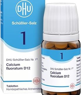 DHU Schüßler Salt No. 1 Calcium Fluoratum D12 - The Mineral Salt of Connective Tissue, Joints and Skin - The Original - Environmentally Friendly in Medicine Glass, Pack of 80 Tablets