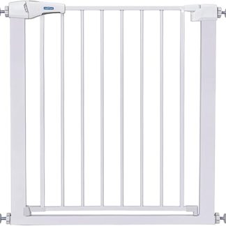 Nobleza - Door Safety Gate for Dogs and Children, Stair Safety Gate Extendable 75-82 cm, Children's Gate Door No Drilling Required, Automatic and Magnetic Closure, Height 76 cm, White