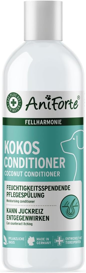AniForte Fellharmonie Conditioner for Dogs 200 ml - Conditioner for Dogs with Coconut Oil & Aloe Vera, for Long Hair and Short Hair, Natural Ingredients, No Perfume