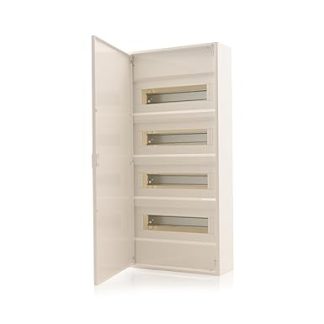 Intratec Fuse Box 4 Rows IP40 Surface-Mounted Small Distributor for 48 Modules Drying Room Installation 650 x 310 x 96 mm White
