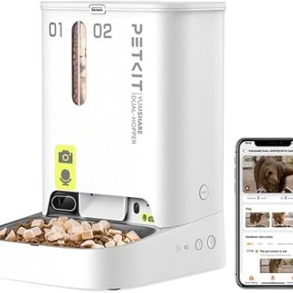 PETKIT Automatic Cat Feeder 2 Bowls with Camera, Automatic Cat Feeder, 5 L Cat Feeder, Automatic Feeder for Cats and Dogs, AI Function, 1-10 Meals per Day, 1-30 Servings