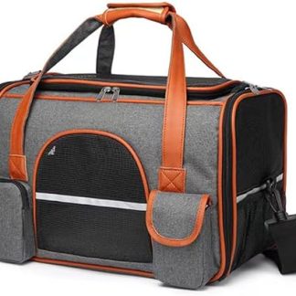 Transport Bag for Cats, Dogs up to 8 kg, Foldable Carry Box for Medium Small Pets on the Plane, Car, Train, On the Go with Carry Strap, Cat Dog Transport Bag, Transport Box, Travel Bag