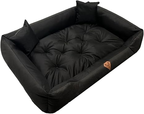 Dogs4Life XXL Dog Bed 130 x 105 cm | Dog Bed for Very Large Dogs | Orthopaedic | Dog Cushion | Washable | Outdoor | With Rim | Water-Repellent (XL, Black)