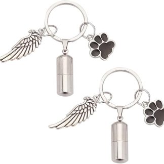 nbeads Pet Urn Keyring - Dog Paw Wings Ashes Memorial for Keepsake