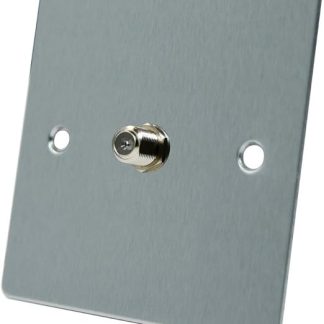 AET FSC1GSKY Satin Chrome Flat 1 Gang Sky F Type Socket for Satellite Outlets