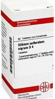 DHU Stibium sulfuratum nigrum D4 tablets, pack of 80 tablets