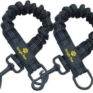 Pack of 2 Tangle-Free Elastic Dog Leads, No Tangled Double Dog Training Lead, Reflective Elastic Lead, Black