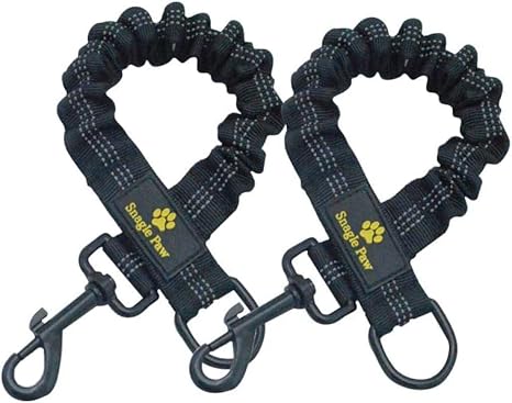 Pack of 2 Tangle-Free Elastic Dog Leads, No Tangled Double Dog Training Lead, Reflective Elastic Lead, Black
