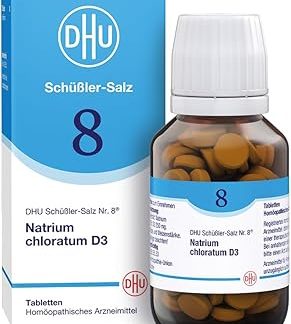 DHU Schüßler Salt No. 8 Sodium Chloratum D3 - The Mineral Salt of Liquid Balance - The Original - Environmentally Friendly in Pharmaceutical Glass, Pack of 200 Tablets