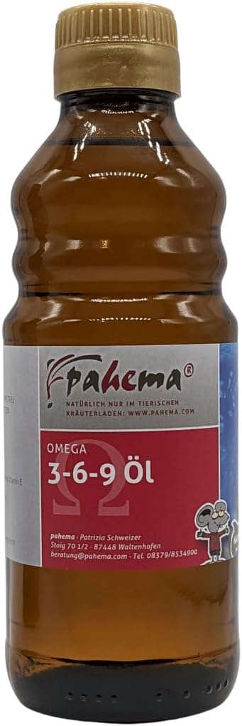 Omega 3-6-9 Oil - Perfect Food Oil for Dogs and Cats - 100% Natural (1 x 250 ml) - Brown Glass Bottle