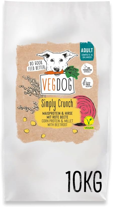 VEGDOG Simply Crunch Hypoallergenic Dry Food (10 kg) Adult Dogs Gluten and Soy Free, Well Tolerated, Low Purine, Complete Food for Allergy Sufferers with Corn Protein