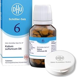 DHU Schüßler Salt No. 6 Калийсульфуриум D6 — минеральная соль для детоксикации — оригинал — экологически чистый продукт в фармацевтической стеклянной упаковке, 200 таблеток в футляре для таблеток.