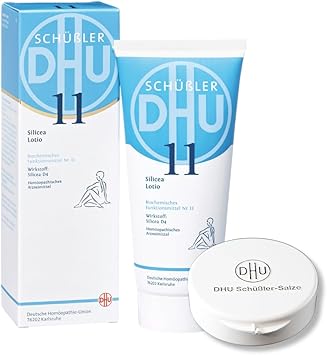 DHU Schüßler Salt No. 11 Silicea D4 - Минеральная соль для волос, кожи и соединительной ткани - Оригинальный лосьон, 200 мл, в упаковке с таблетками.
