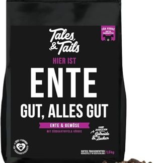 Tales&Tails Grain-Free Soft Food for Dogs, 70% Duck as the Only Animal Protein Source, Short Ingredients List, No Sugar, No Additives, 1 x 1.5 kg