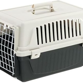 Ferplast Transportbox katze, Hundetransportbox kleine Hunde und Katzen bis 5 kg, Tür aus plastifiziertem Eisen, Lüftungsschlitze, 32,5x48 xH 29 cm, Hartschalen Transportbehälter ATLAS 10 EL, Schwarz