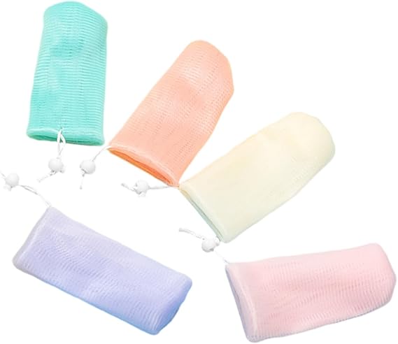 PLAFOPE Pack of 5 Foaming Mesh Soap Bags Soap Bags Soap Bag Soap Net Bag for Soap Bars Soap Bag Mesh Soap Bag for Soap Sleeve Net