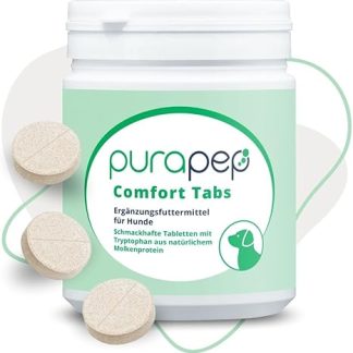 purapep Comfort Dog Tabs - Natural Soothing Agent with Tryptophan, Magnesium & B Vitamins - Ideal for Stress, Anxiety & New Year's Eve - For Relaxed Dogs in Any Situation | 120 Tabs