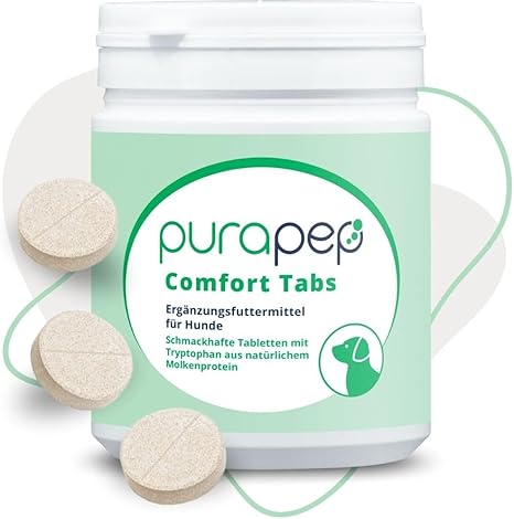 purapep Comfort Dog Tabs - Natural Soothing Agent with Tryptophan, Magnesium & B Vitamins - Ideal for Stress, Anxiety & New Year's Eve - For Relaxed Dogs in Any Situation | 120 Tabs