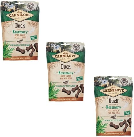Carnilove Soft Snack Duck with Rosemary | Pack of 3 | 3 x 200 g | Treats for Dogs | Duck and Rosemary | No Added Sugar | Exotic Meat Flavour