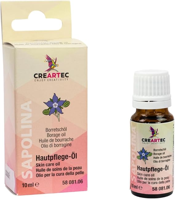 Artidee Createc - Skin Care Product Borage Oil - for Dry and Mature Skin, for Natural Moisture - for the Production of Nourishing Soaps - 10 ml - Made in Germany