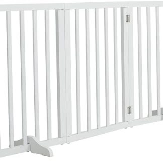 The Fellie Freestanding Safety Gate with Feet, Dog Barrier, Children's Gate, Foldable, Wooden Dog Gate, Stair Safety Gate, No Drilling, Barrier for Homes, Door Openings, Height 60 cm, White