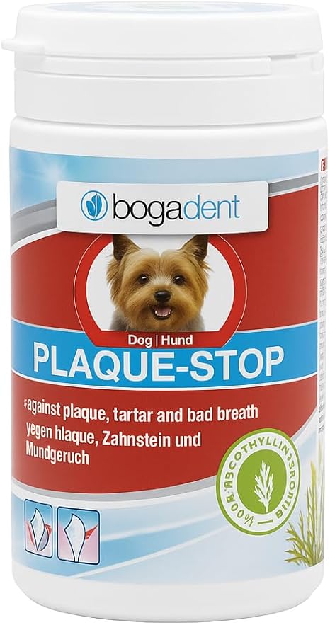Bogadent Plaque-Stop – Dog Dental Care – 70 g – Powder for Removing Tartar & Against Bad Breath in Dogs – Simply Remove Tartar Yourself – Tartar Remover Dog, UBO0783