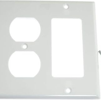 RLECS Home Office 2 Gang Standard White Wall Plate / Duplex Socket / Combination Socket