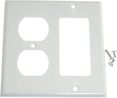 RLECS Home Office 2 Gang Standard White Wall Plate / Duplex Socket / Combination Socket
