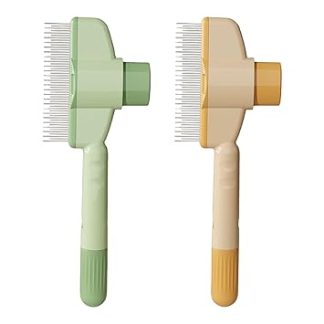 Pack of 2 Fellblitz Brush, Self-Cleaning Pet Brush, Self-Cleaning Flea Comb, Cat Comb, Flea Comb with Release Button, Removes Knots & Loose Hair, for Long and Short Hair Care