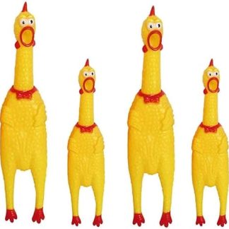 KOMUNJ 4 Pieces Rubber Screaming Chicken Toy Yellow Rubber Squeaky Chicken Toy Novelty and Durable Rubber Chicken, Decompression Tool Gadgets
