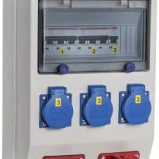 VOTHA® Wolfsburg Wall Distributor Wired without FI Switch Socket 230 V~ 3, CEE 16 A, 400 V~ 2, CEE 32 A, 400 V ~ without, LS 16 A, 1-pole, C 1, LS 16 A, 3-pin, C 2, LS 32 A, 3-pin, C without