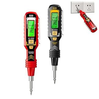2-in-1 Digital Display Induction Test Pencil - Live/Zero Wire Buzzer Alarm,Contact AC Voltage 11-450V/Non-Contact AC Voltage 30-1000V, Detector Pen for Electrical Outlets (Red + Black)